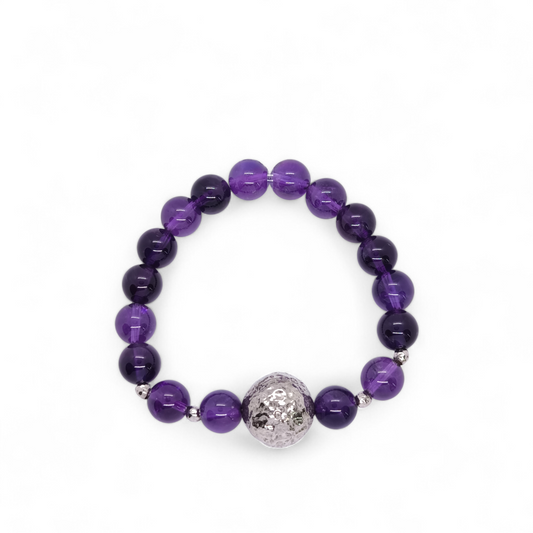 Bracciale Bracciale elastico in argento 925 e ametista viola - Gioielli Pavan