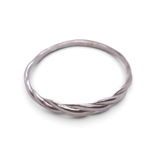 Anello a fedina sottile intrecciata in oro bianco 9k - Gioielli Pavan