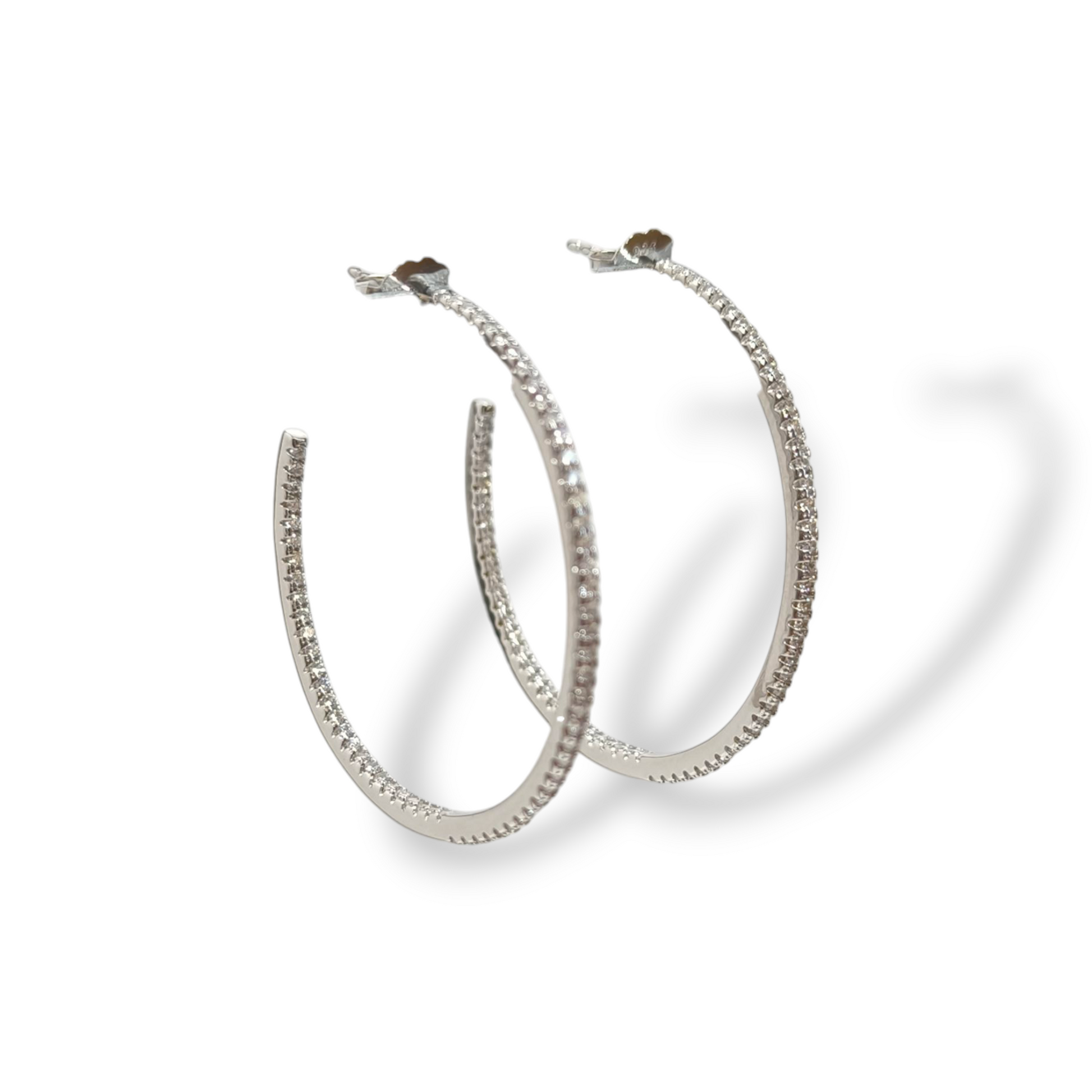 Orecchini Orecchini in argento a cerchio con zirconi diam. 4 cm - Gioielli Pavan