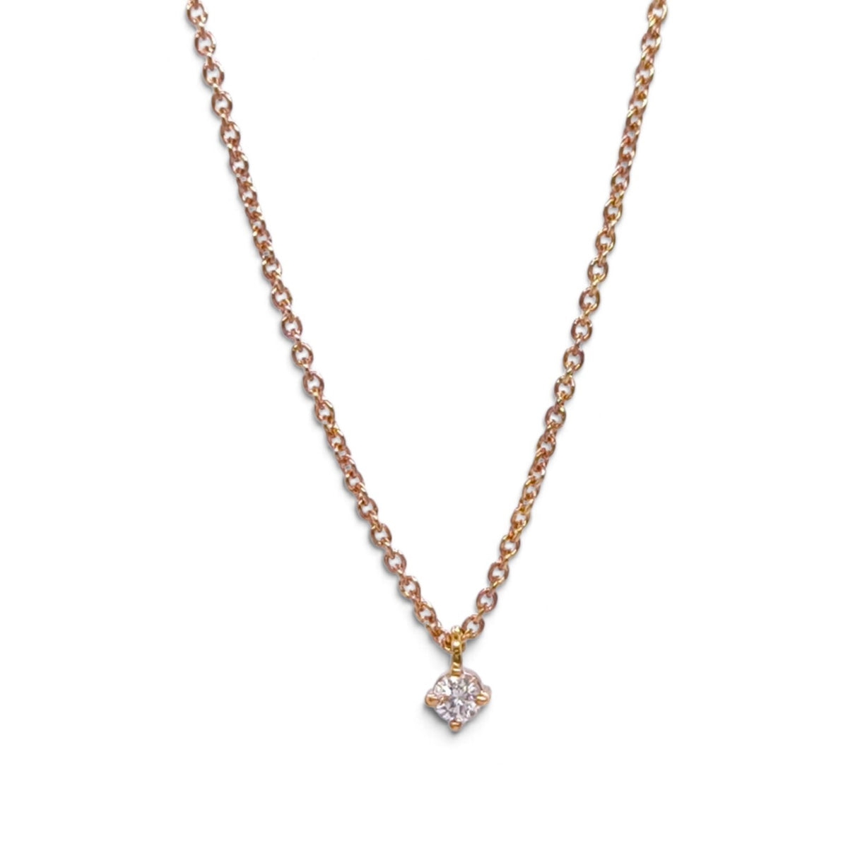 Girocollo punto luce in oro rosa 18 kt con diamante 0,10 ct - Gioielli Pavan