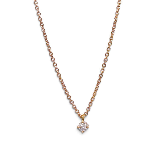 Girocollo punto luce in oro rosa 18 kt con diamante 0,10 ct - Gioielli Pavan