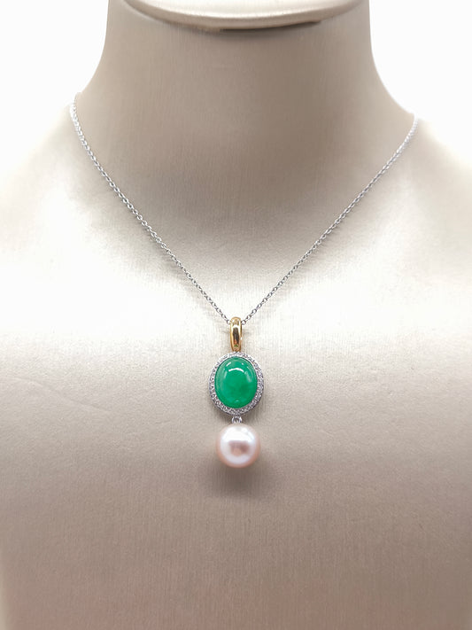 MiMí necklace in gold with diamonds and jade