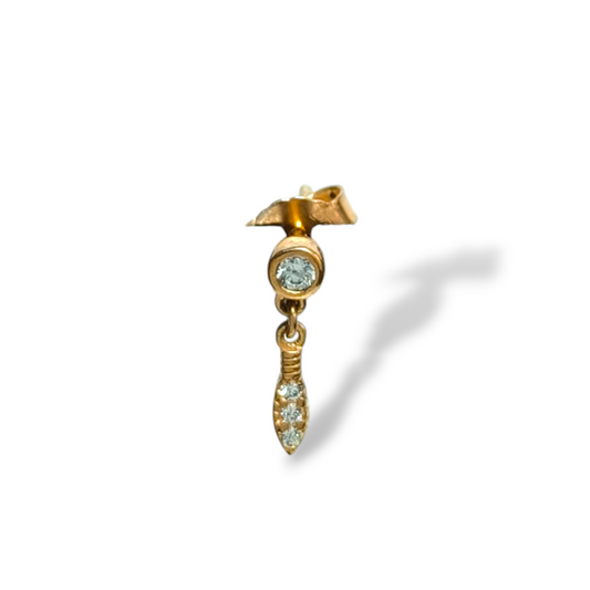 Orecchini Mono orecchino in argento punto luce con piuma pendente a pavè - Gioielli Pavan