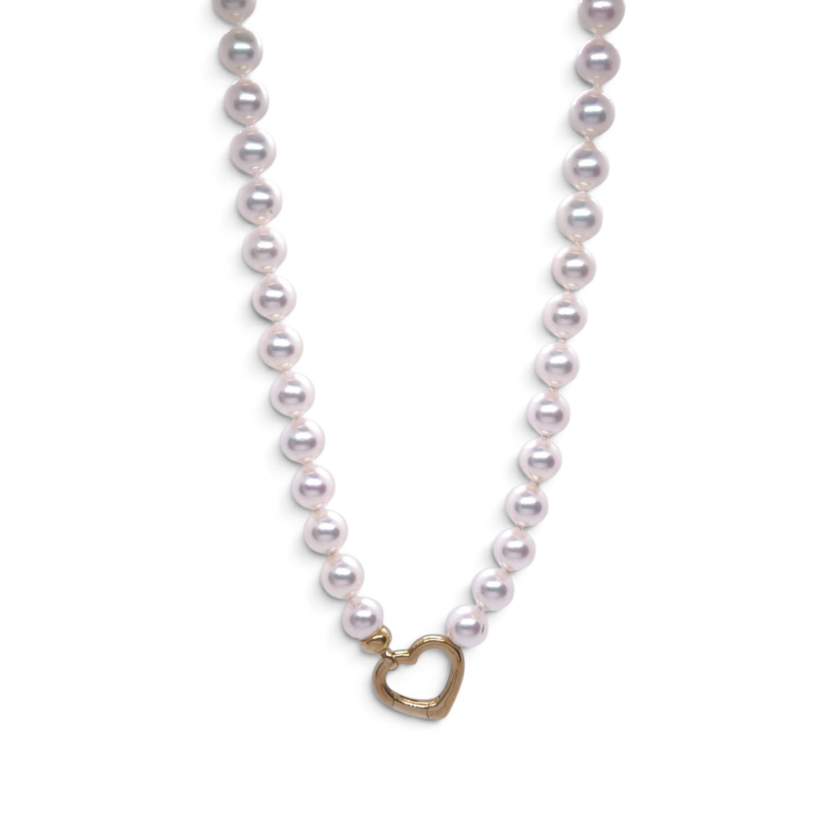 Girocollo di perle d’acqua dolce con cuore in oro giallo 18 kt