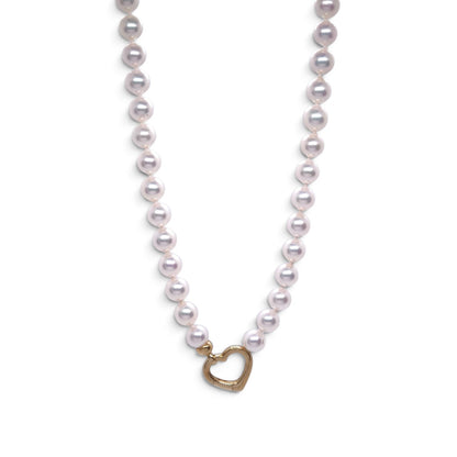 Girocollo di perle d’acqua dolce con cuore in oro giallo 18 kt