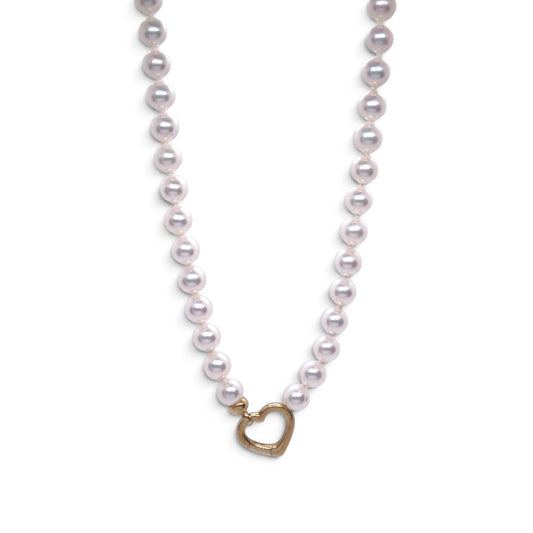 Girocollo di perle d’acqua dolce con cuore in oro giallo 18 kt - Gioielli Pavan