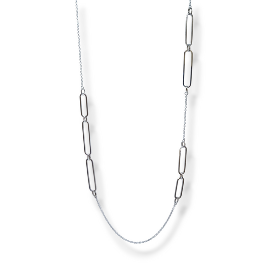 Collane Collana lunga in argento maglie geometriche rettangolari - Gioielli Pavan