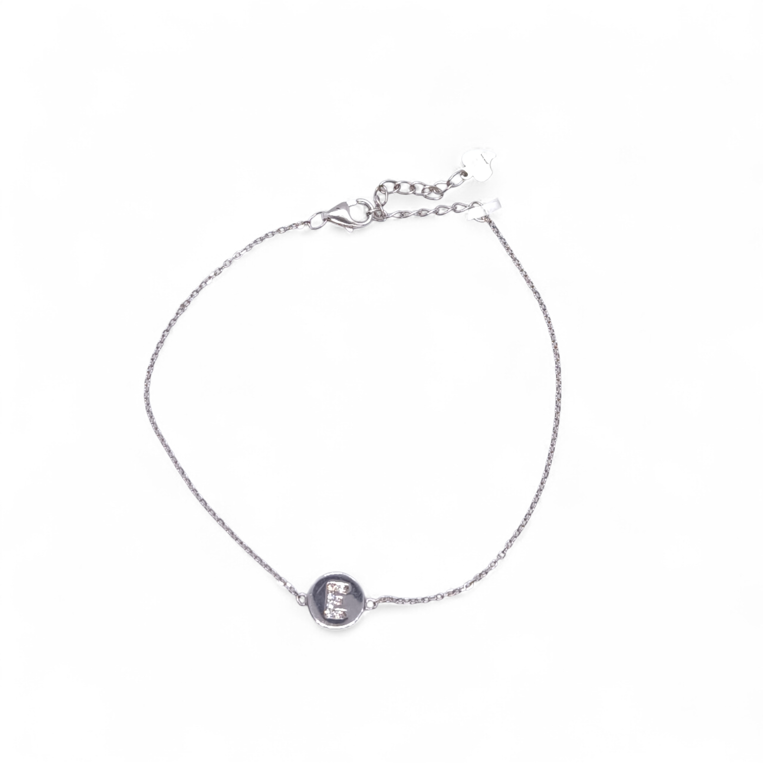 Bracciale Bracciale regolabile in argento 925 con lettera E e zirconi - Gioielli Pavan