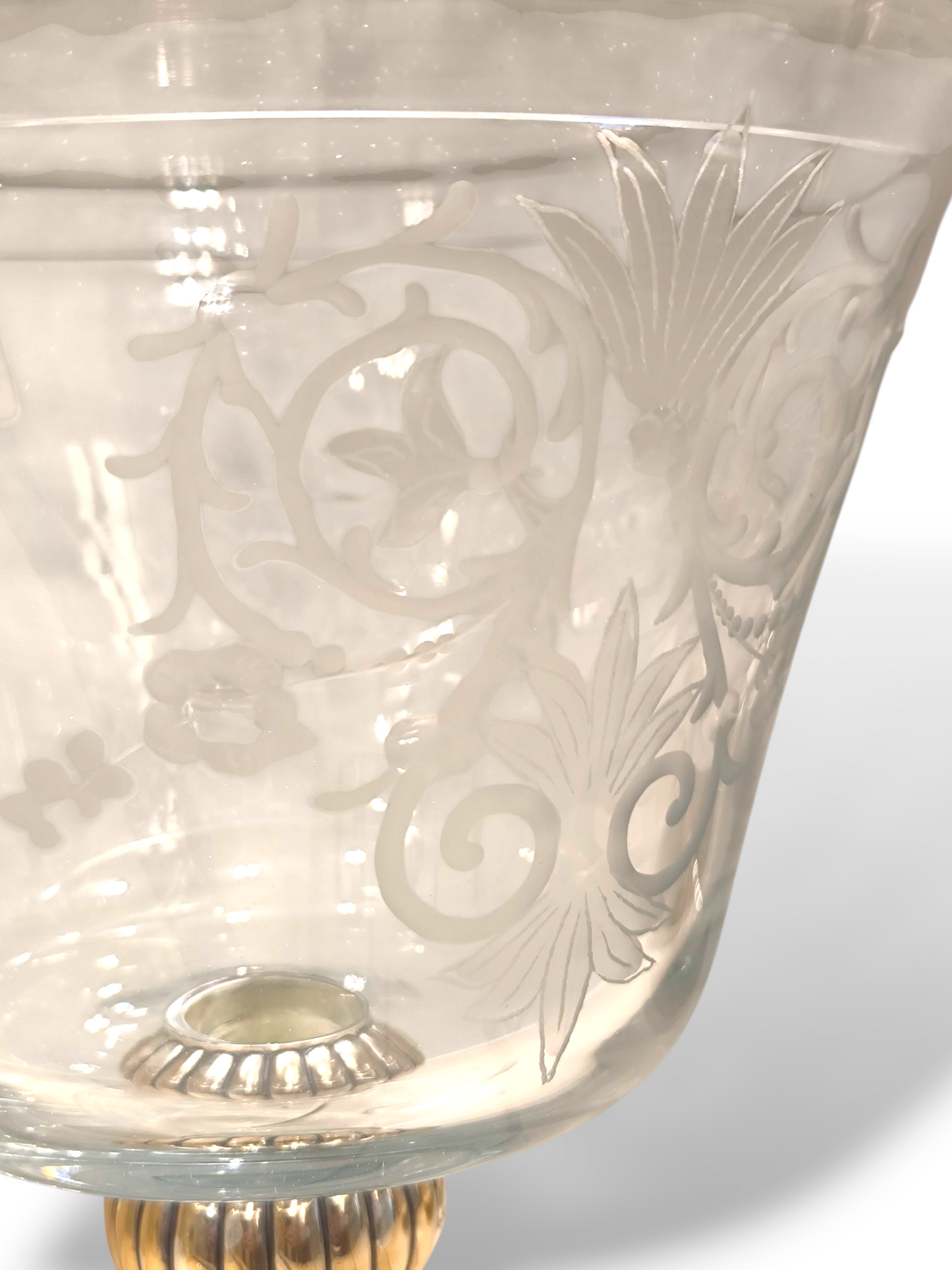 soprammobile Porta caramelle centro tavola in cristallo con disegni serigrafati e elementi in argento - Gioielli Pavan