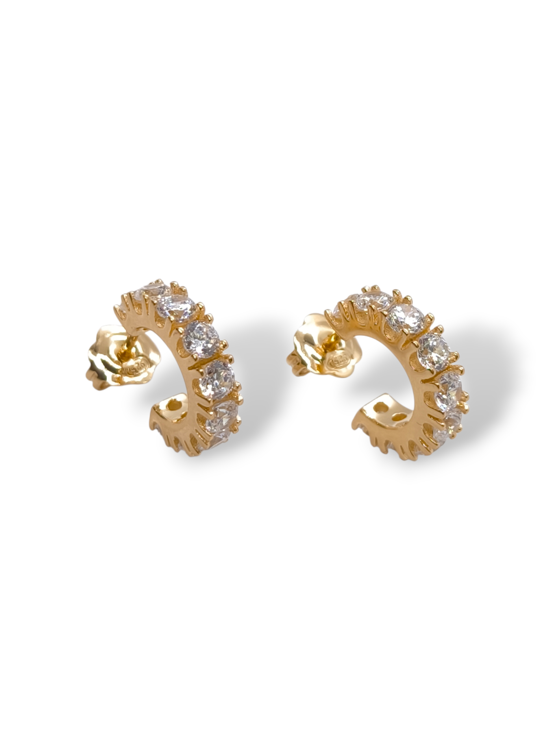 Orecchini Orecchini a Cerchio Argento 925 Dorati Oro Giallo con Zirconi - Gioielli Pavan