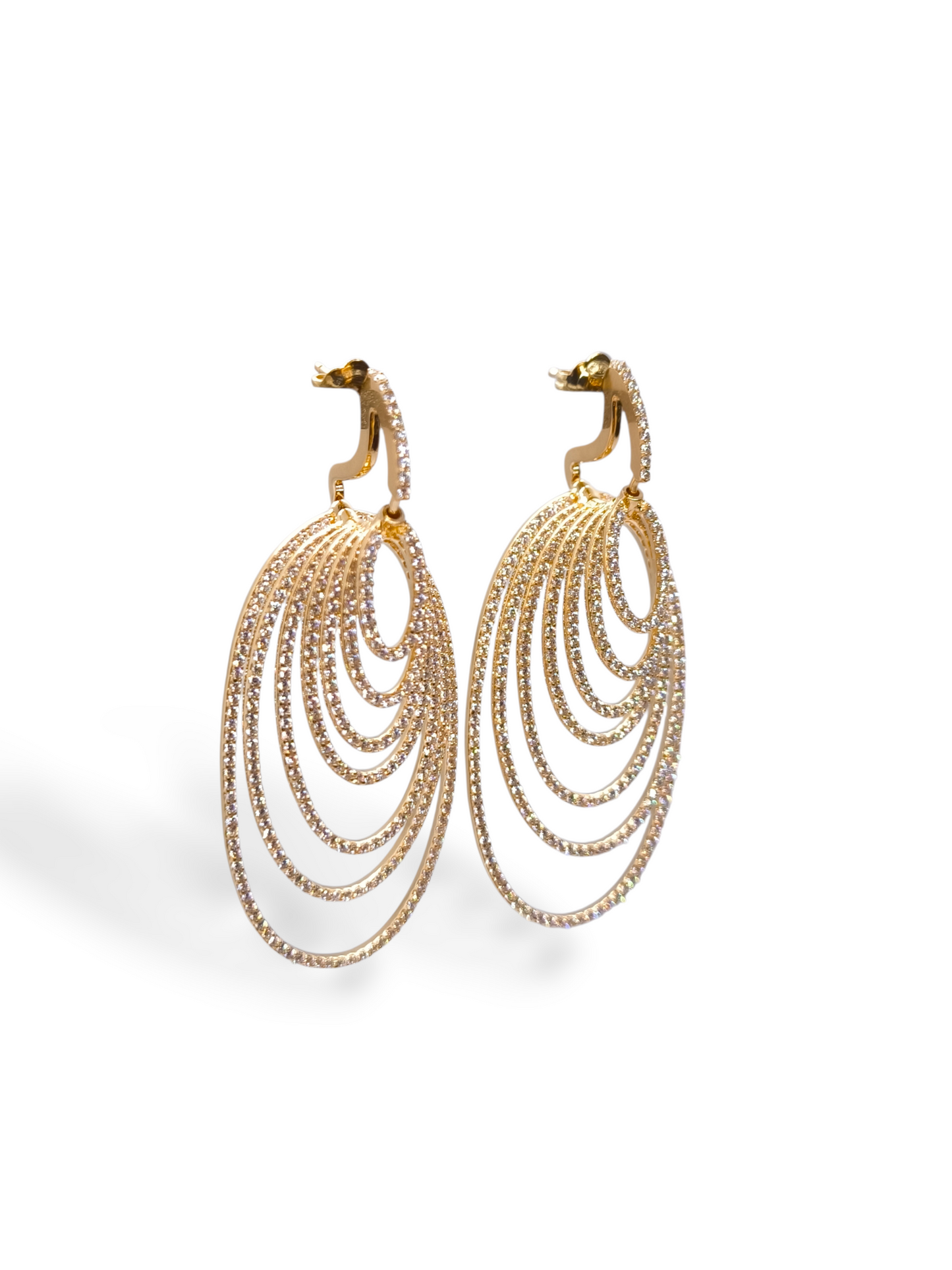 Orecchini Orecchini Pendenti Argento 925 Dorato con Zirconi Pavé - Gioielli Pavan