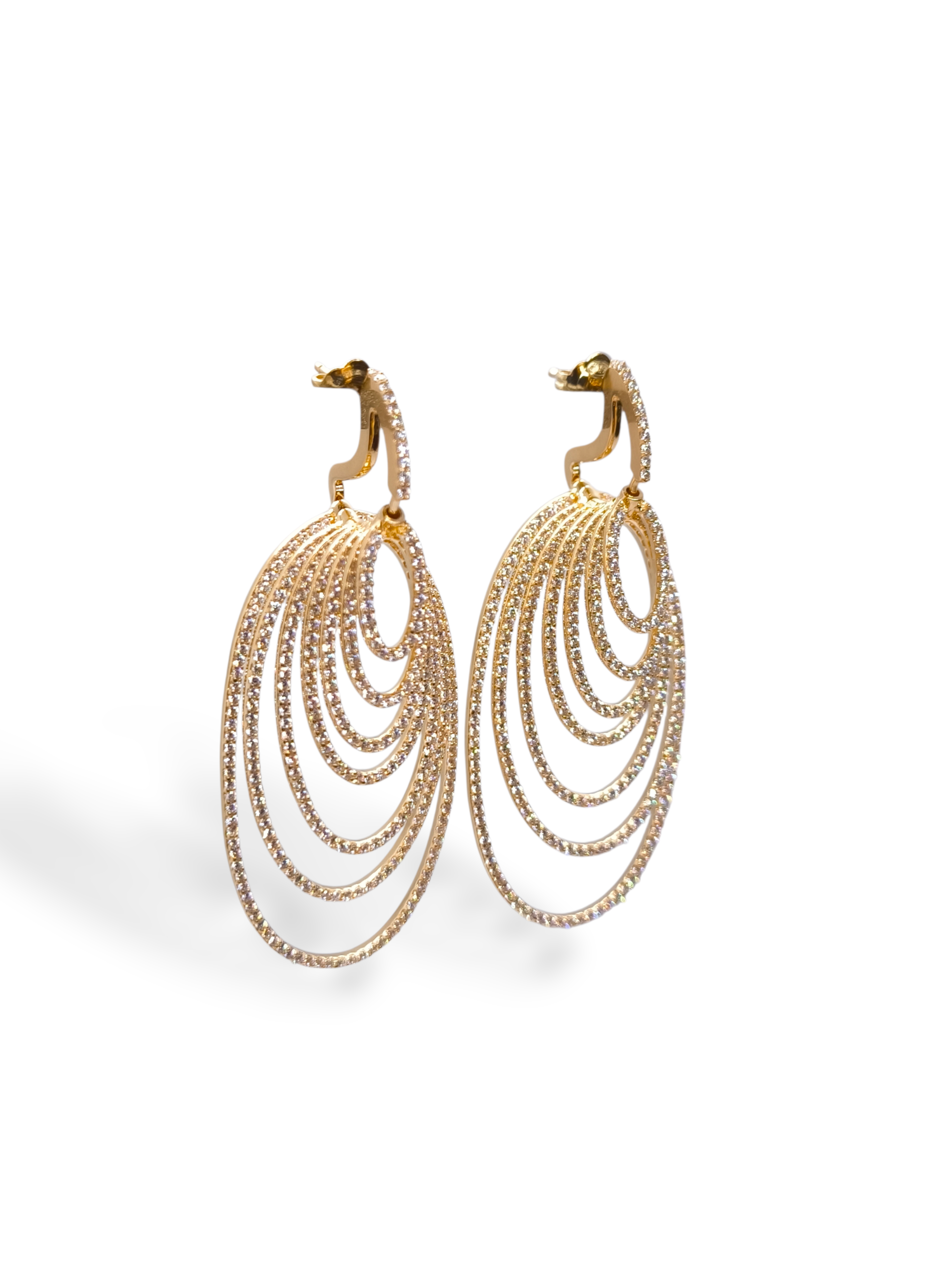 Orecchini Orecchini Pendenti Argento 925 Dorato con Zirconi Pavé - Gioielli Pavan