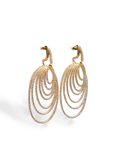 Orecchini Orecchini Pendenti Argento 925 Dorato con Zirconi Pavé - Gioielli Pavan