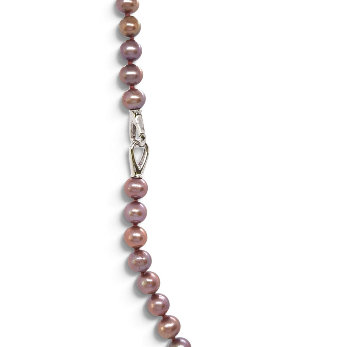 Silver choker with purple freshwater pearls