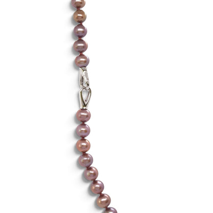 Silver choker with purple freshwater pearls