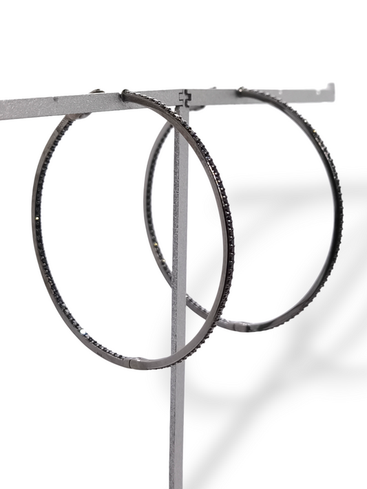 Orecchini Orecchini Argento 925 Brunito con Zirconi neri - Gioielli Pavan