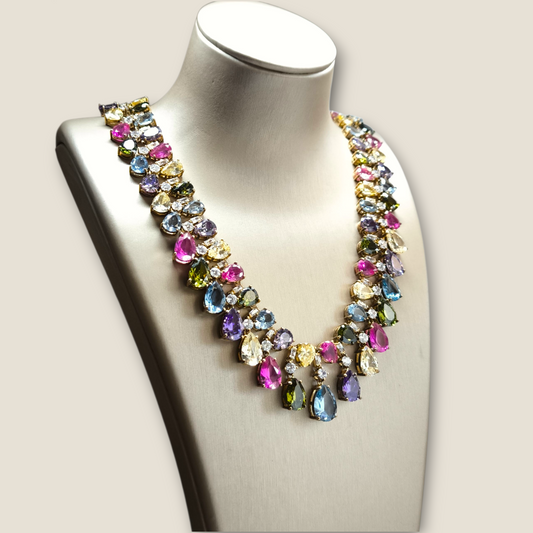 Girocollo Girocollo in argento dorato con zirconi multi color - Gioielli Pavan