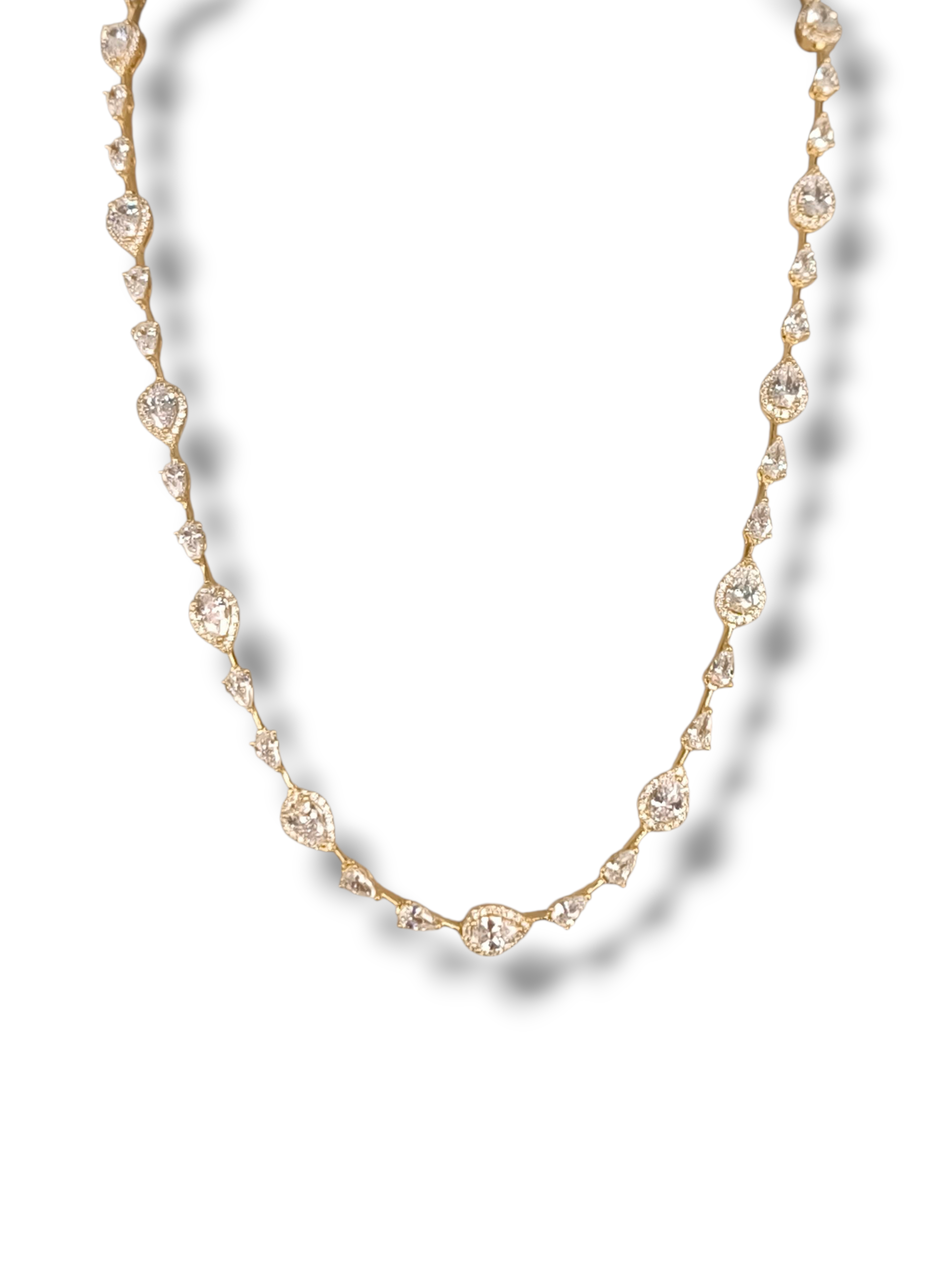 Girocollo Girocollo in argento dorato con zirconi tagliati a fantasia semi rigido - Gioielli Pavan