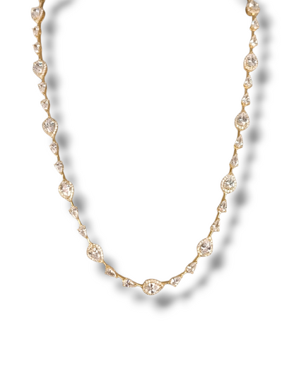 Girocollo Girocollo in argento dorato con zirconi tagliati a fantasia semi rigido - Gioielli Pavan