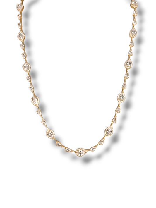 Girocollo Girocollo in argento dorato con zirconi tagliati a fantasia semi rigido - Gioielli Pavan