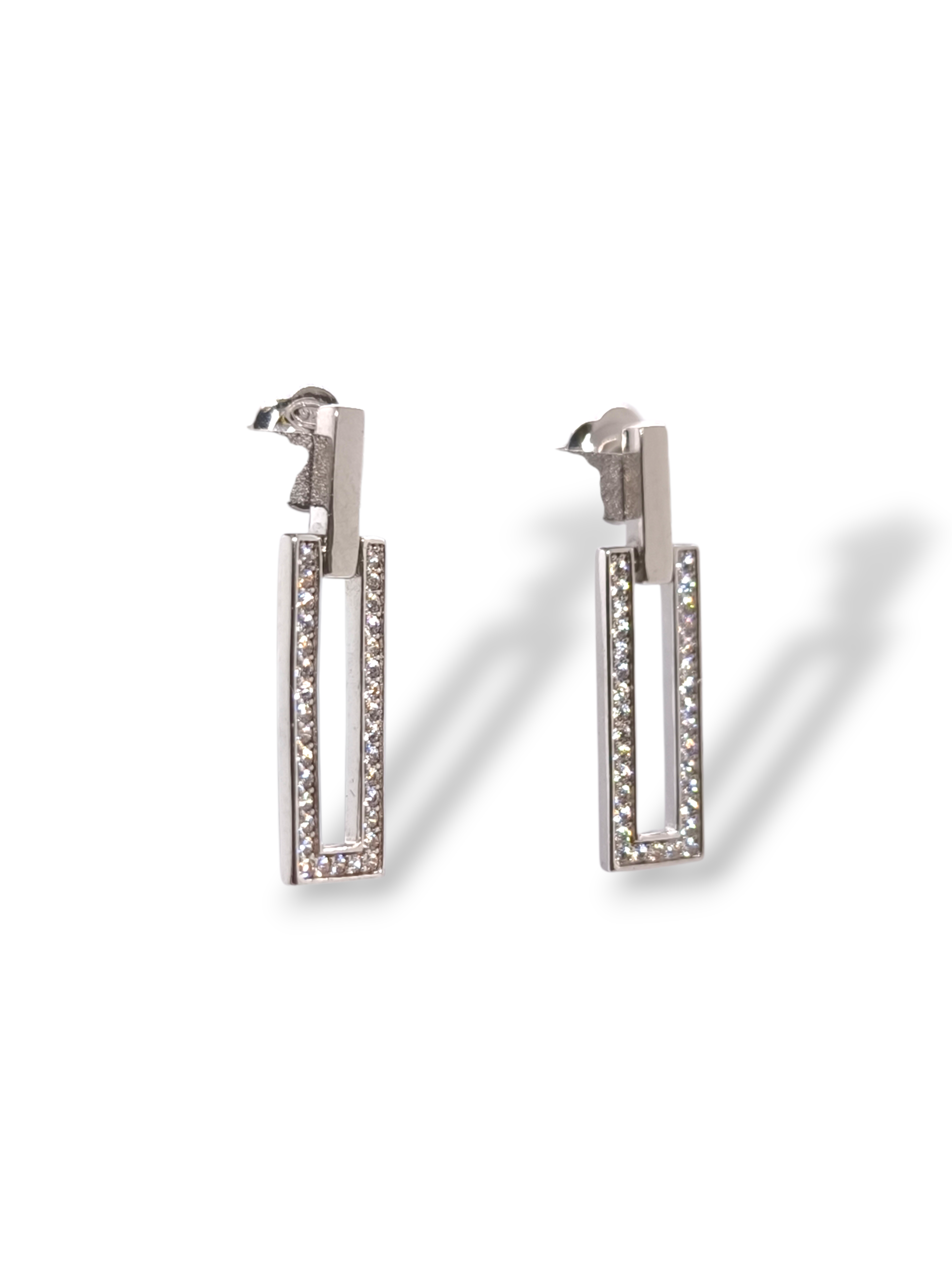 Orecchini Orecchini Geometrici Argento 925 con Zirconi Pavé - Gioielli Pavan