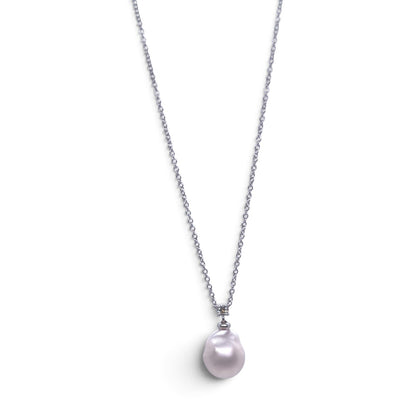 Girocollo in oro bianco con perla australiana e diamante - Gioielli Pavan