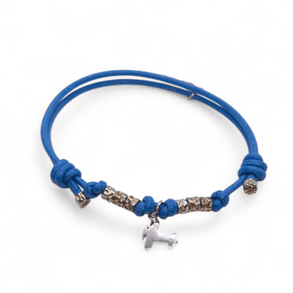 Bracciale Bracciale Aeroplano Argento 925 con Dadini e Sagola Blu Jeans - Gioielli Pavan