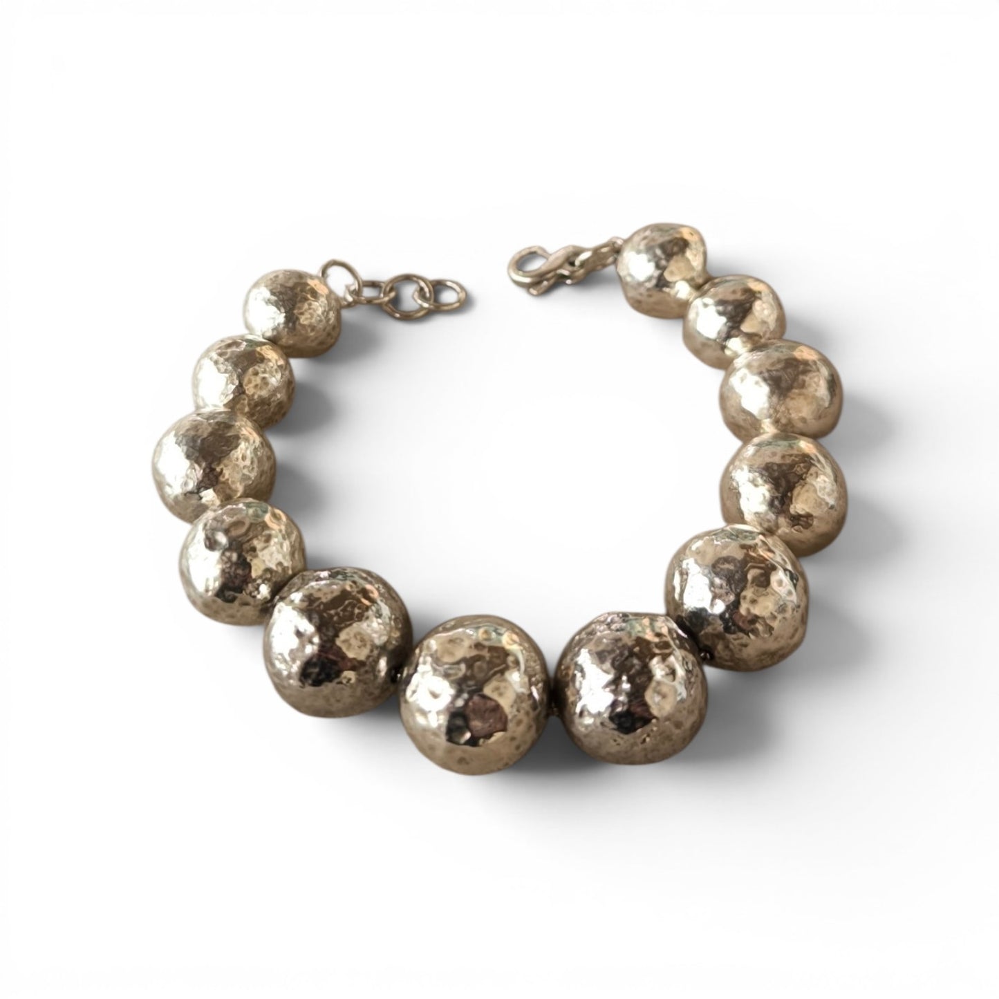 Bracciale Argento 925 Maglia Veneta con Boule Martellate
