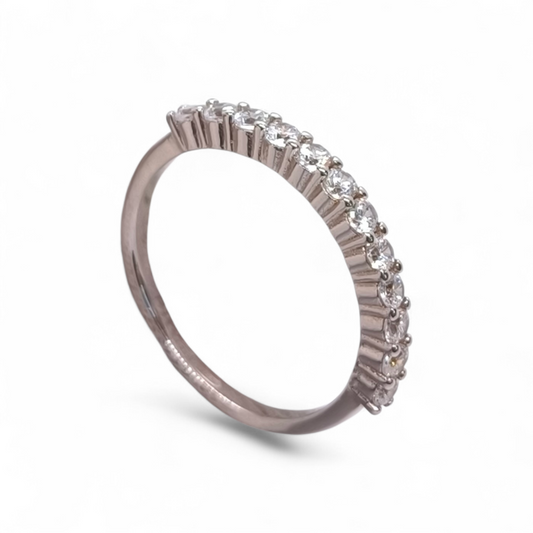 Anello Mezza Fede in Argento 925 con Zirconi Tondi - Gioielli Pavan