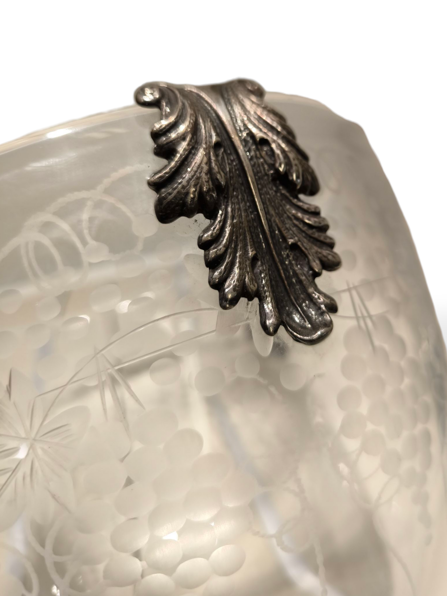 soprammobile Vaso porta oggetti in cristallo con disegni serigrafati e elementi in argento - Gioielli Pavan