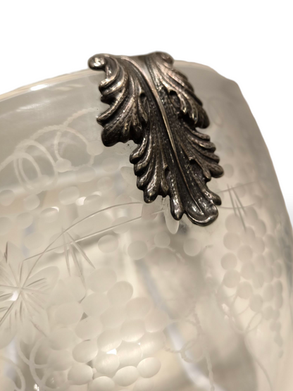 soprammobile Vaso porta oggetti in cristallo con disegni serigrafati e elementi in argento - Gioielli Pavan