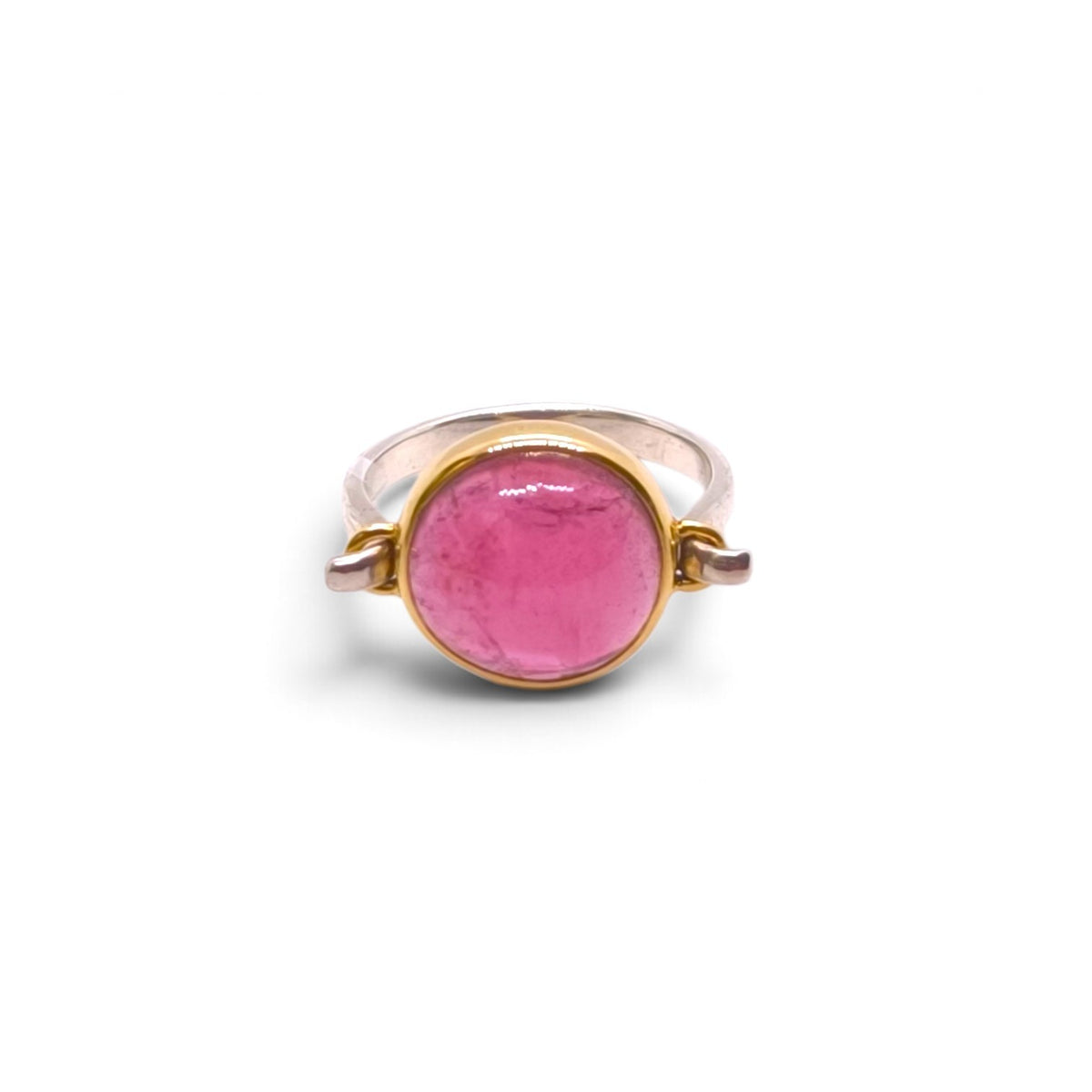 Anello con tormalina rosa in argento 925 e oro giallo 18k - Gioielli Pavan