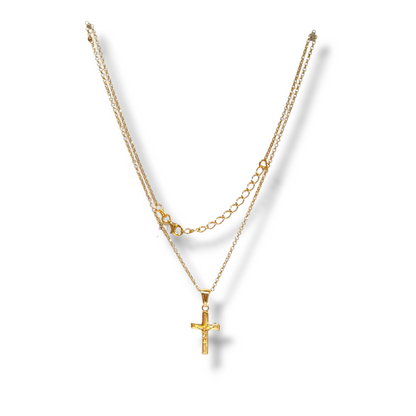 Girocollo Girocollo in argento con ciondolo crocifisso con Cristo dorato oro giallo - Gioielli Pavan