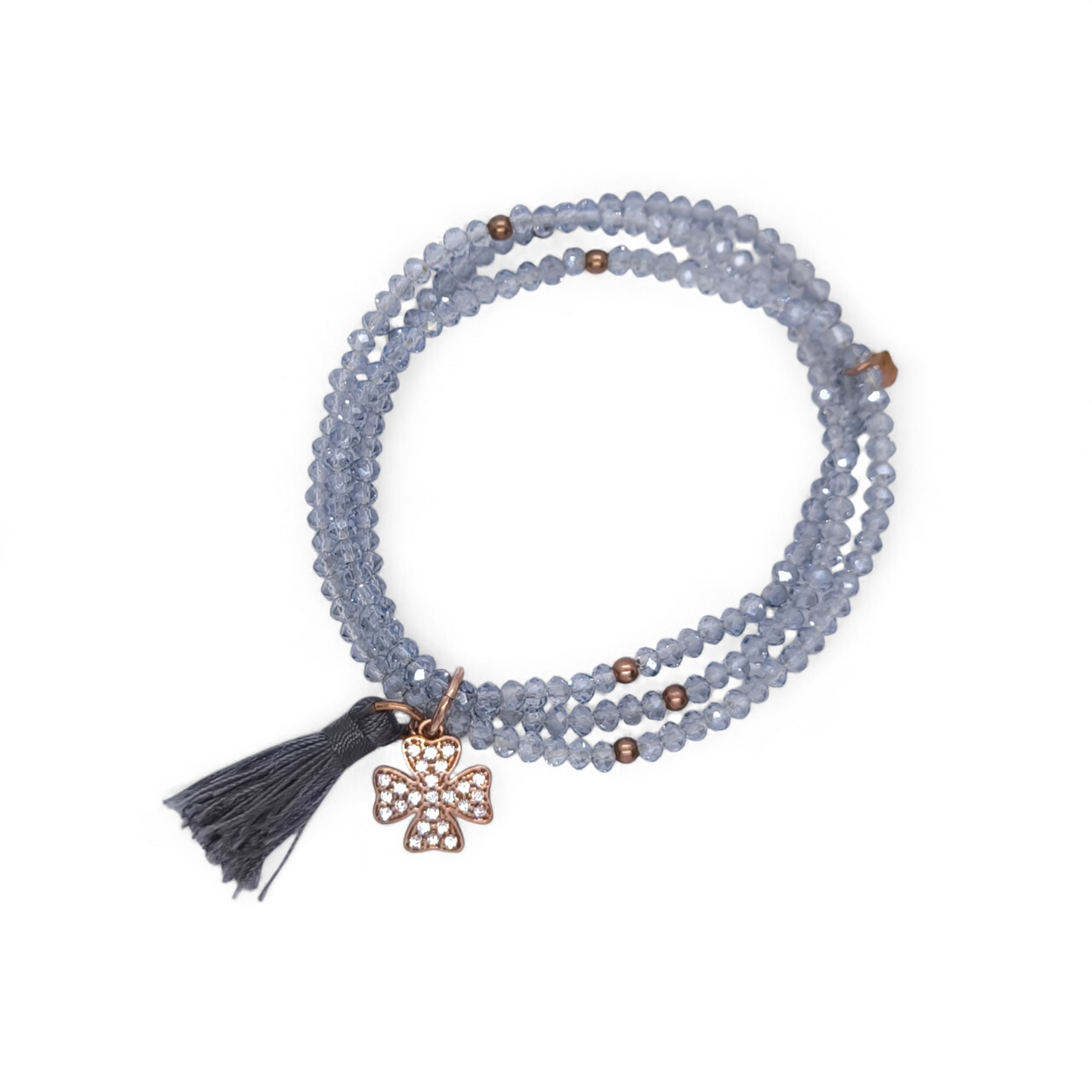 Bracciale Bracciale elastico in argento 925 dorato rosa con quadrifoglio e zirconi - Gioielli Pavan