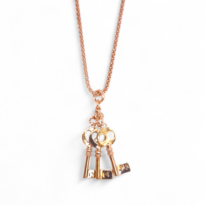 Girocollo Girocollo Argento 925 Dorato Rosa con Chiavi Pendenti "Le Chiavi del Mio Cuore" - Gioielli Pavan
