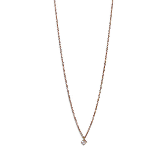 Girocollo punto luce in oro rosa 18 kt con diamante 0,10 ct - Gioielli Pavan