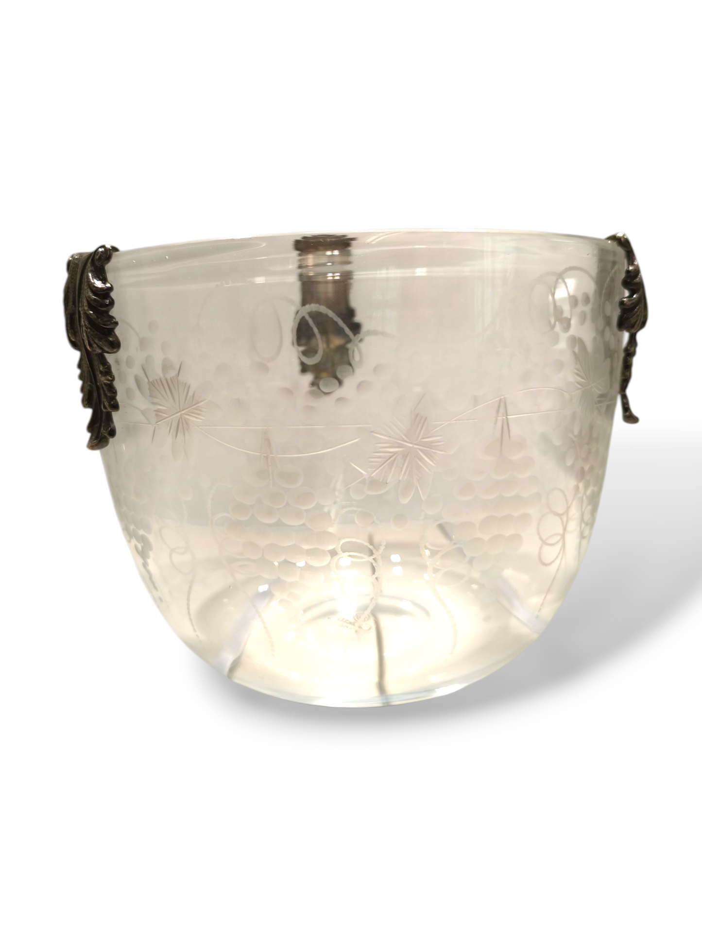 soprammobile Vaso porta oggetti in cristallo con disegni serigrafati e elementi in argento - Gioielli Pavan