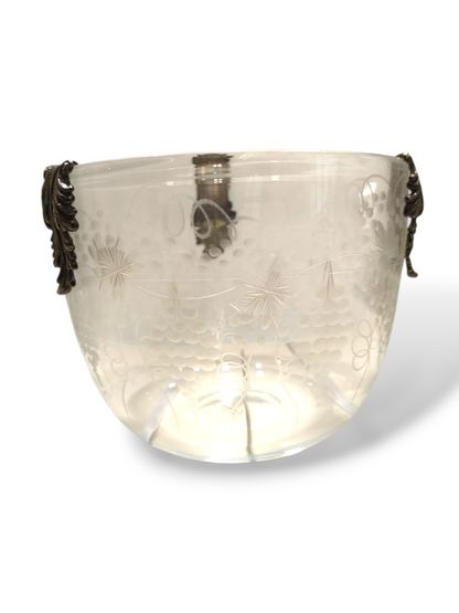 soprammobile Vaso porta oggetti in cristallo con disegni serigrafati e elementi in argento - Gioielli Pavan