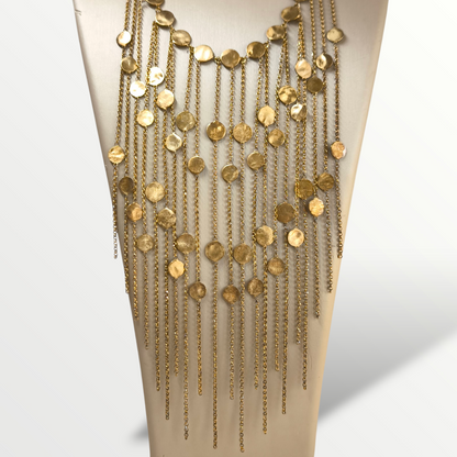 Girocollo Collana in argento dorato con pendenti lunghi satinati e lucidi - Gioielli Pavan