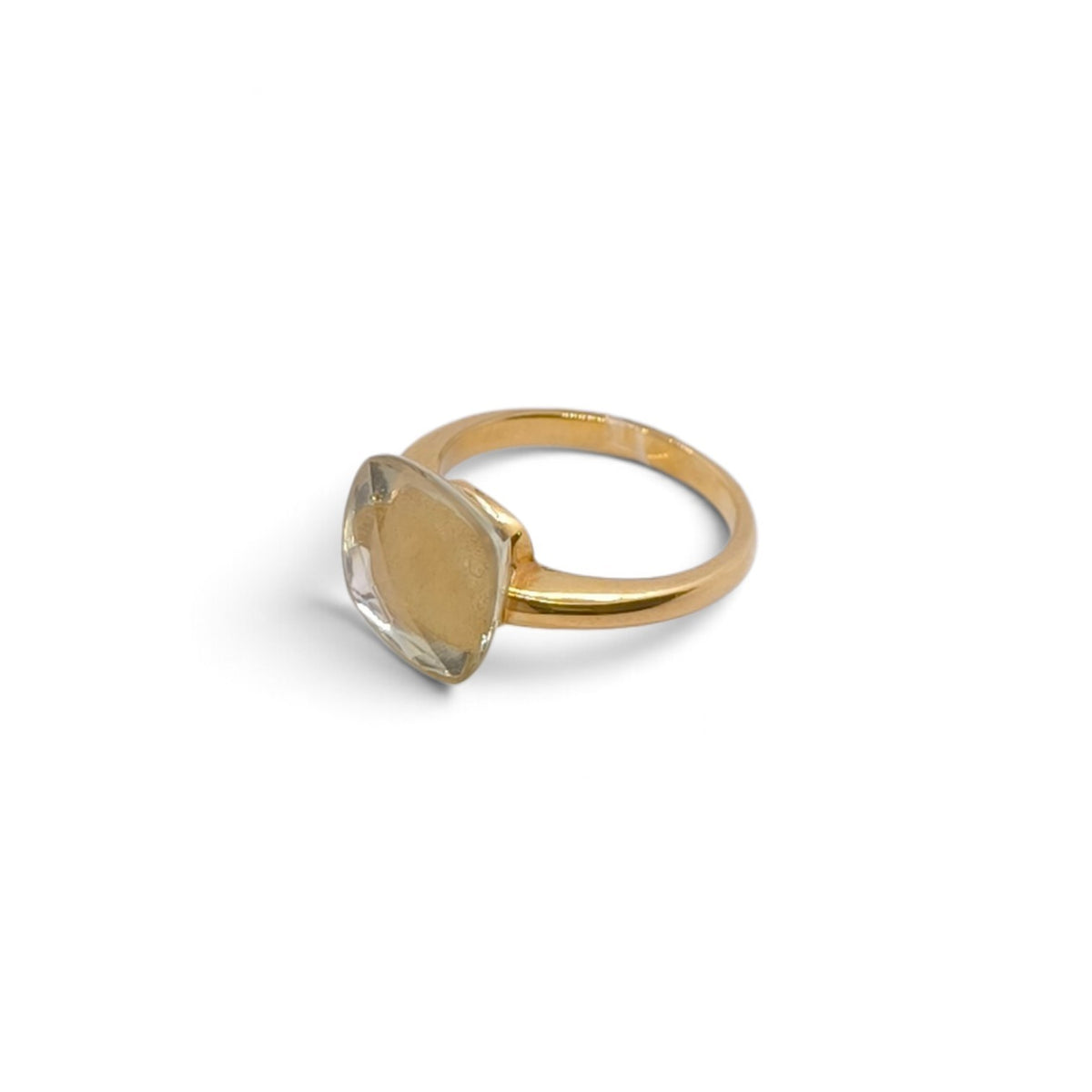 Anello in oro giallo 18 carati con quarzo lemon - Gioielli Pavan