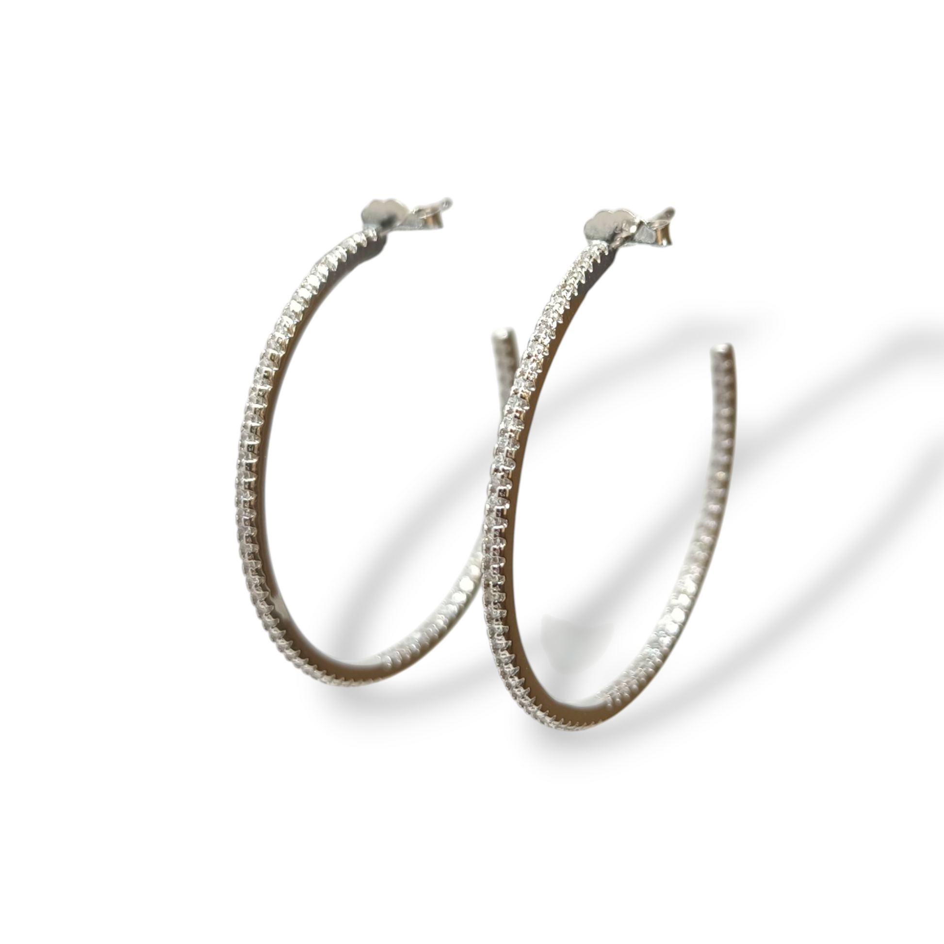 Orecchini Orecchini in argento a cerchio con zirconi diam. 4 cm - Gioielli Pavan