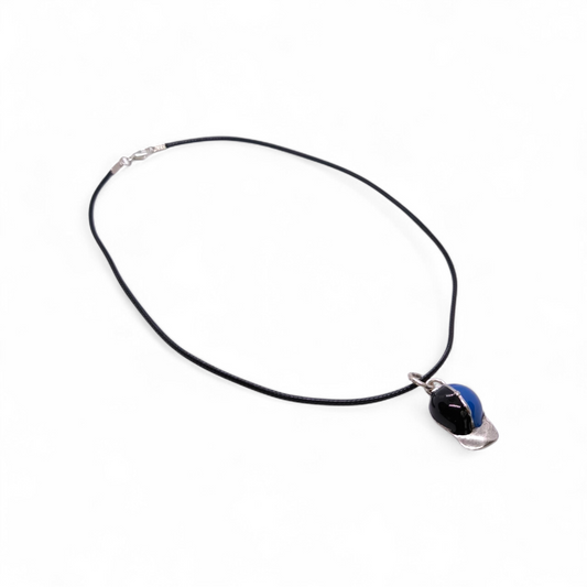 Girocollo Cappellino in argento Calcio Blu e Nero - Gioielli Pavan