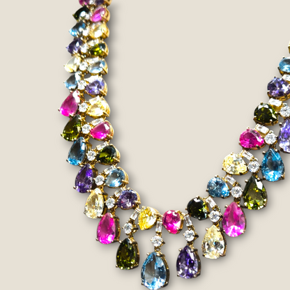 Girocollo Girocollo in argento dorato con zirconi multi color - Gioielli Pavan