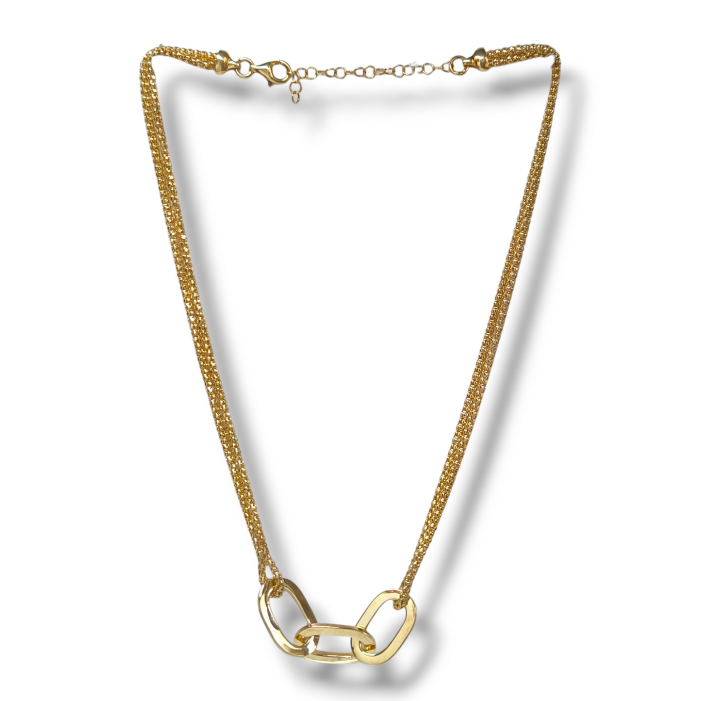 Collana Girocollo in argento dorato maglie paper link - Gioielli Pavan