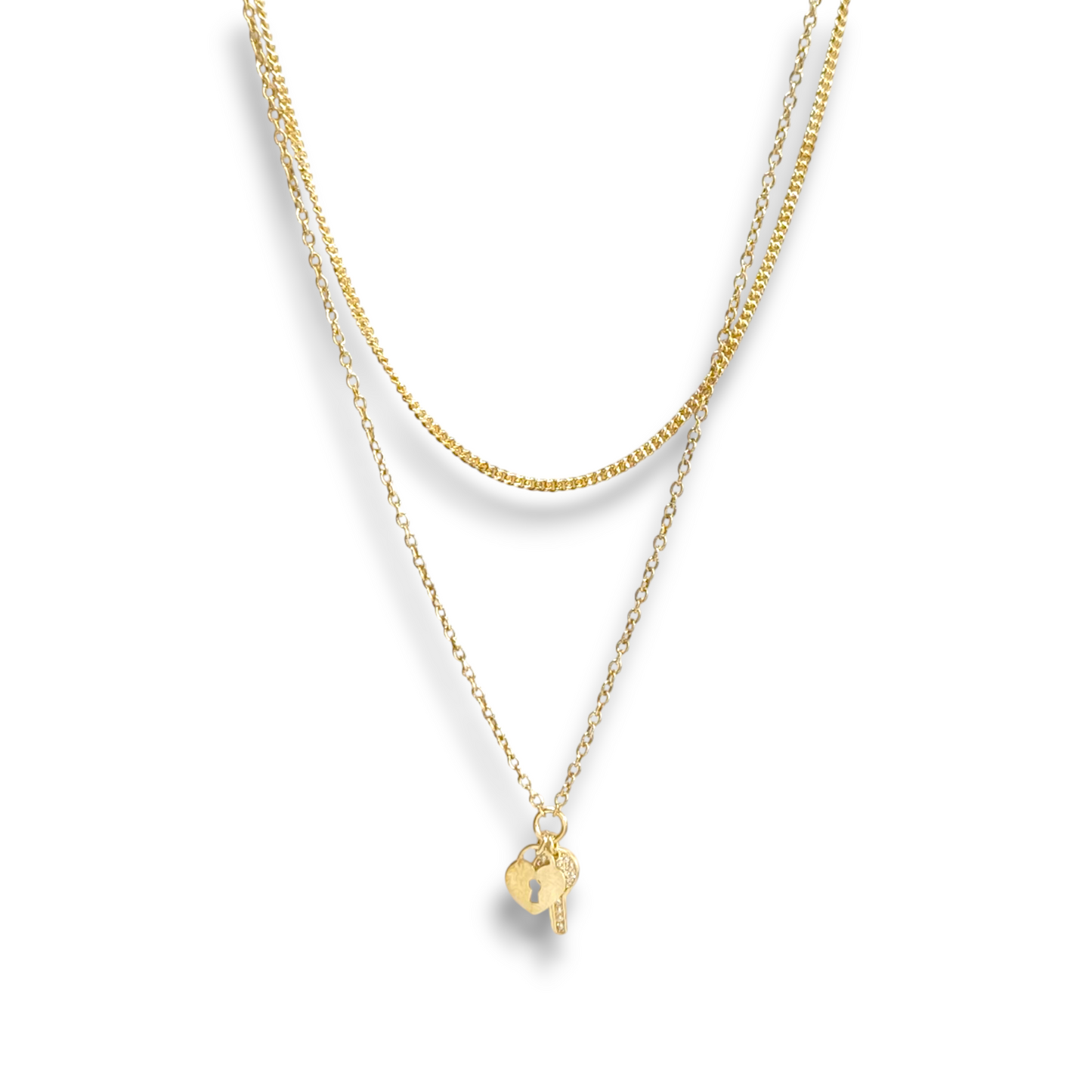 Girocollo Girocollo in argento dorato giallo con chiave e lucchetto con zirconi a pavé - Gioielli Pavan