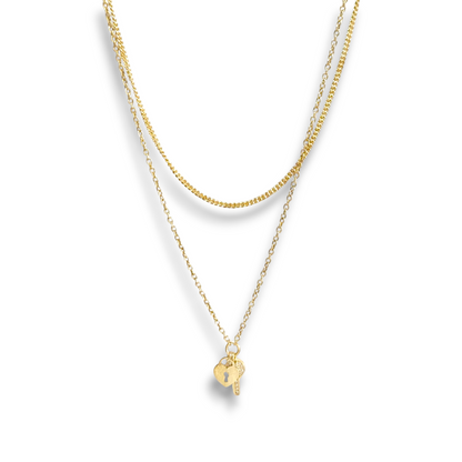 Girocollo Girocollo in argento dorato giallo con chiave e lucchetto con zirconi a pavé - Gioielli Pavan