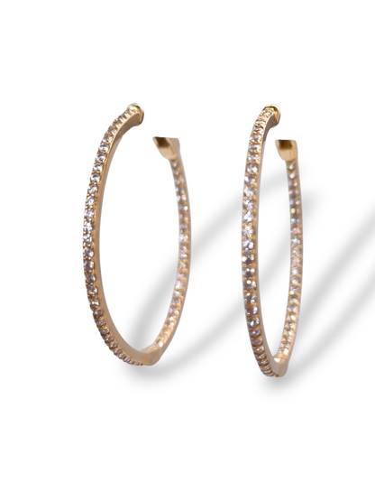 Orecchini Orecchini a Cerchio Argento 925 Dorato con Zirconi Pavé - Gioielli Pavan