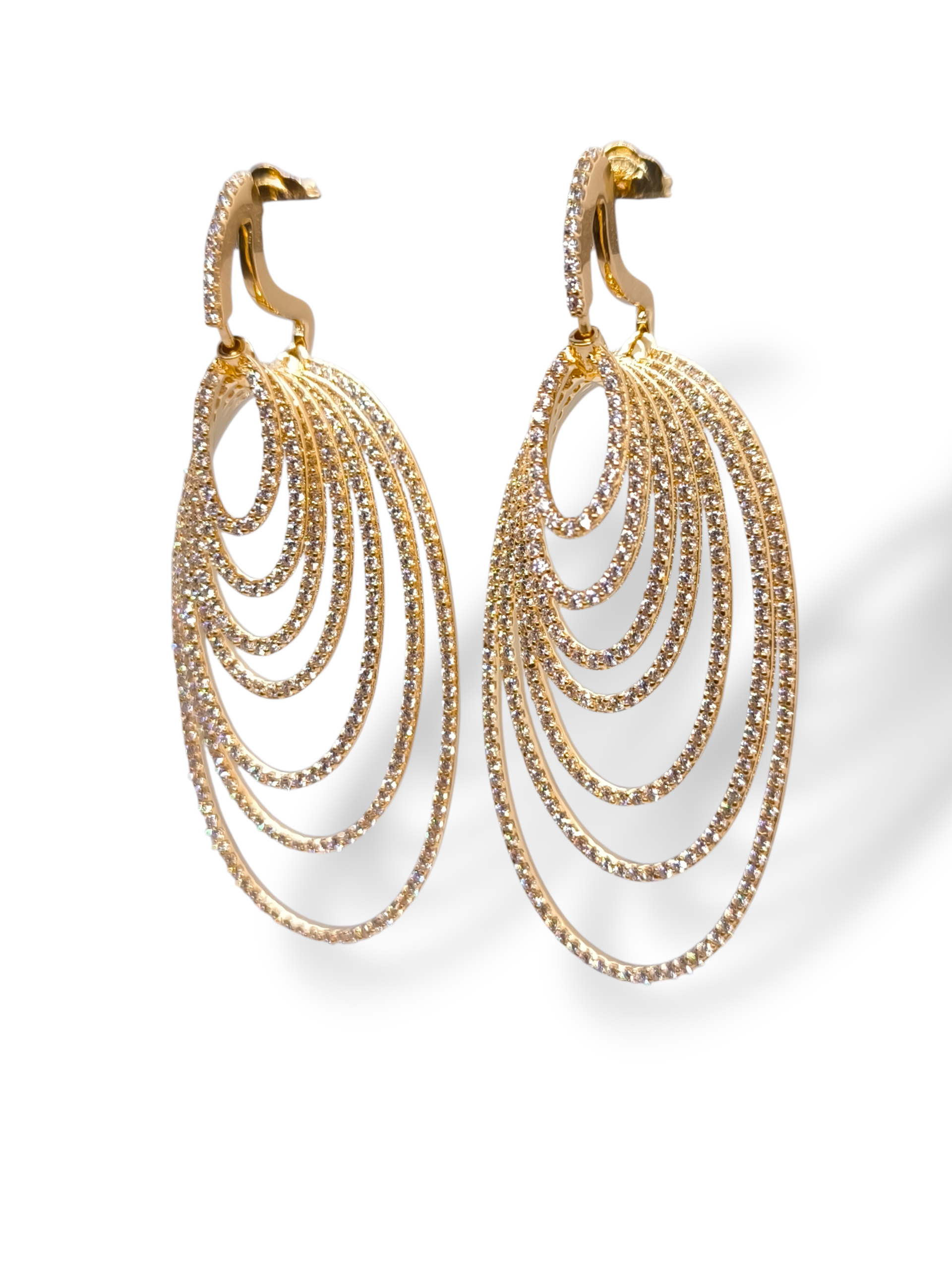 Orecchini Orecchini Pendenti Argento 925 Dorato con Zirconi Pavé - Gioielli Pavan