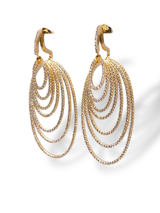 Orecchini Orecchini Pendenti Argento 925 Dorato con Zirconi Pavé - Gioielli Pavan