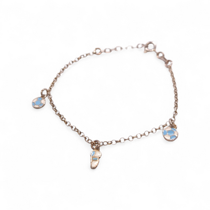 Bracciale Bracciale Argento 925 Calcio per Bambini - Pallone e Scarpetta Smaltati - Gioielli Pavan